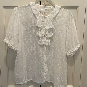 Doen white ruffle blouse